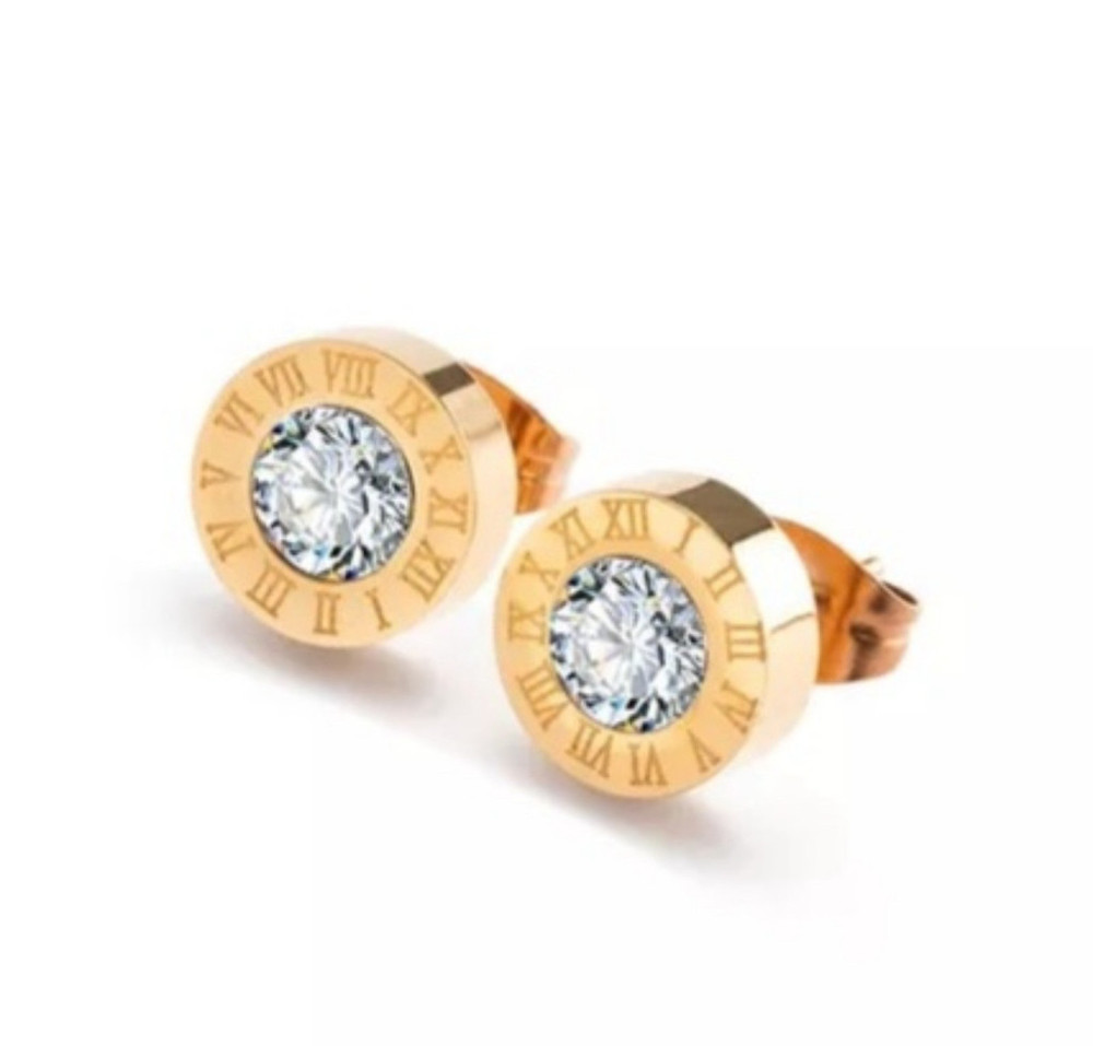 Trendy earrings studs gold-tone sparkly Czech crystal